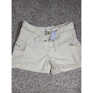 Vintage Y2K Girls Khaki Shorts with Dorian floral beadwork 7 youth